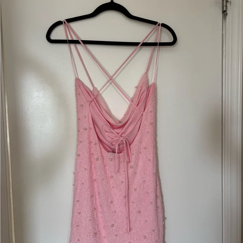 (WINDSOR) prom Pink Beaded & Pearl Mini Dress - Picture 5 of 7